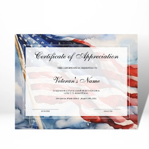 Certificat d'appréciation de l'ancien combattant