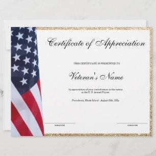 Certificat d'appréciation de l'ancien combattant