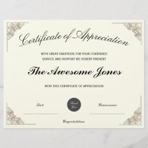Certificat d'appréciation élégant avec logo person