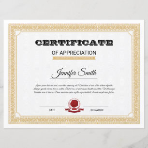 Certificat d'appréciation imprimable