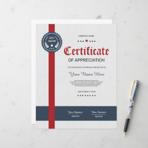 Certificat D'Appréciation Imprimable