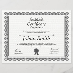 Certificat D'Appréciation Imprimable