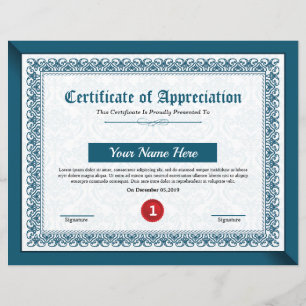Certificat D'Appréciation Imprimable