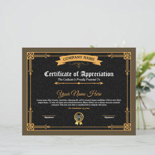 Certificat D'Appréciation Imprimable