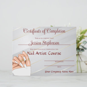 Certificat d'artiste de clou d'or et blanc