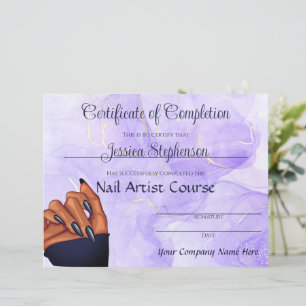 Certificat d'artiste de clou en marbre de lavande