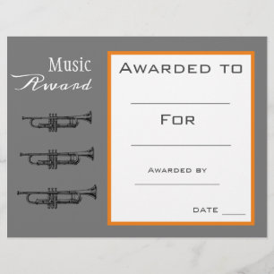 Certificat d'attribution de trompette de musique p