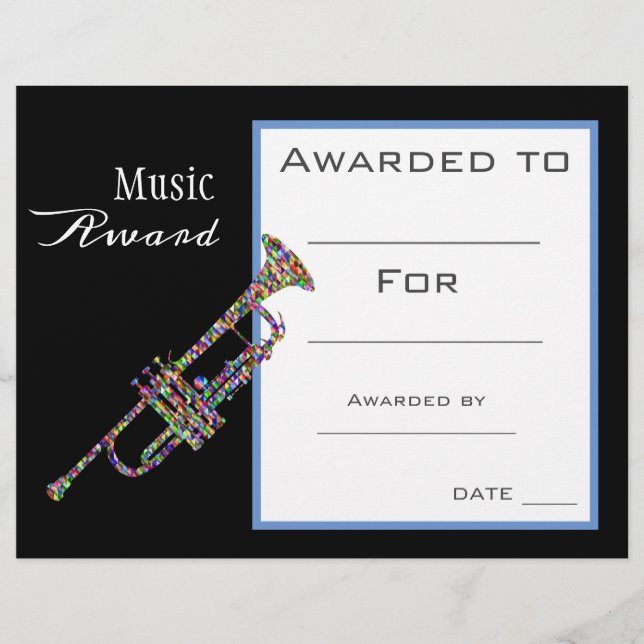 Certificat d'attribution de trompette de musique p (Devant)