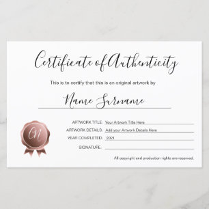 Certificat d'authenticité