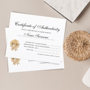 Certificat d'authenticité