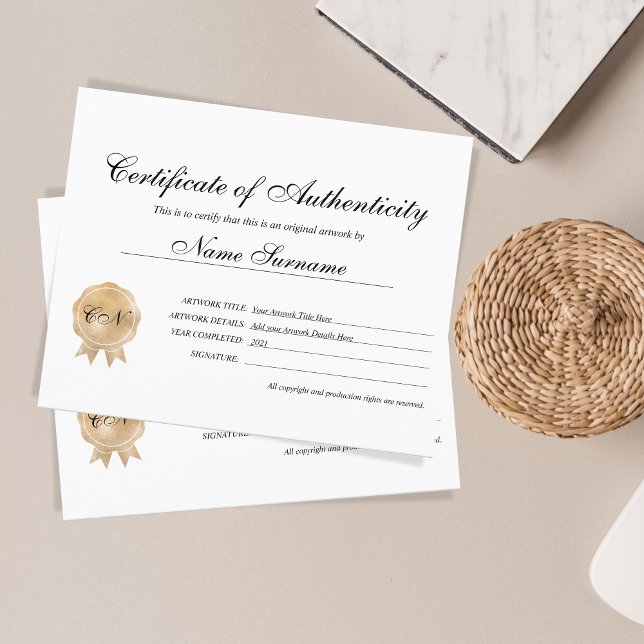 Certificat d'authenticité (Créateur téléchargé)
