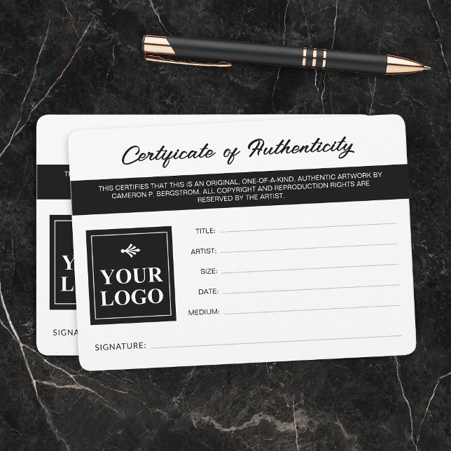 Certificat d'authenticité de votre logo noir et bl (Créateur téléchargé)