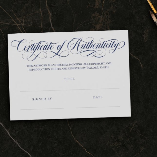 Certificat d'authenticité Gris & Navy Tourbillons (Créateur téléchargé)