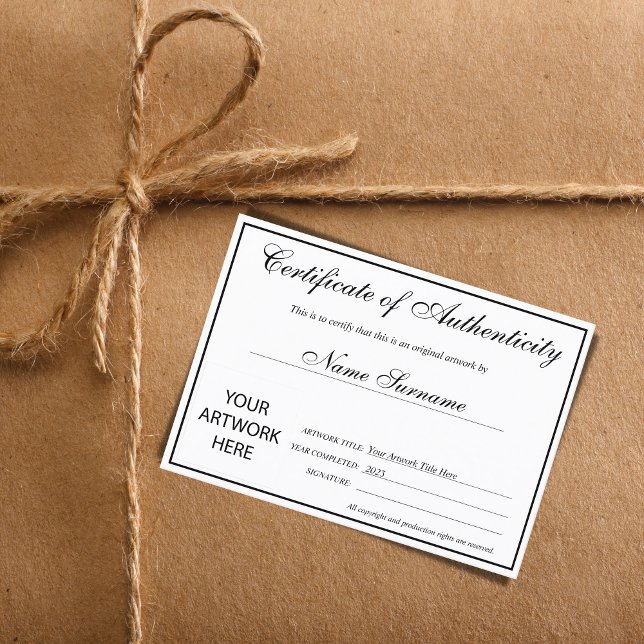 Certificat d'authenticité oeuvre par Ajouter un lo (Créateur téléchargé)
