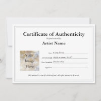 Certificat d'authenticité Remplir en Modèle