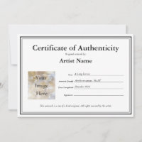Certificat d'authenticité Remplir en Modèle