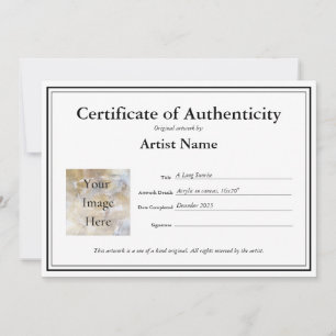 Certificat d'authenticité Remplir en Modèle