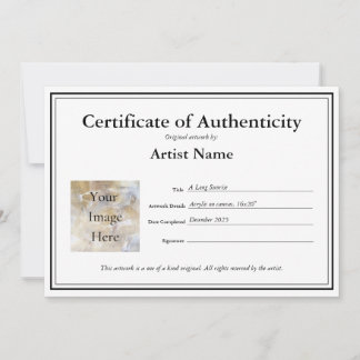 Certificat d'authenticité Remplir en Modèle
