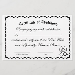Certificat d'autocertification d'adultes