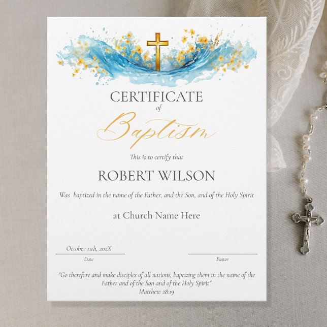 Certificat de baptême, certificat de baptême (Créateur téléchargé)