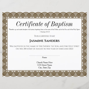 Certificat de baptême de la frontière noire