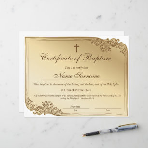 Certificat de baptême, Dédication pour bébés