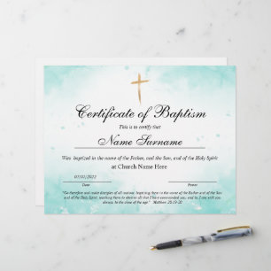 Certificat de baptême, Dédication pour bébés