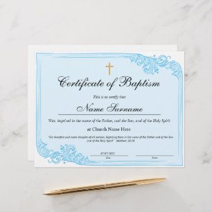 Certificat de baptême, Dédication pour bébés