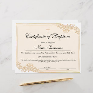 Certificat de baptême, Dédication pour bébés