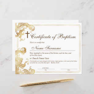 Certificat de baptême, Dédication pour bébés