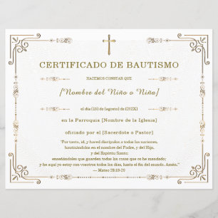 Certificat de Baptême Élégant