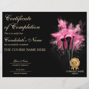 Certificat de beauté de maquillage de fin de cours