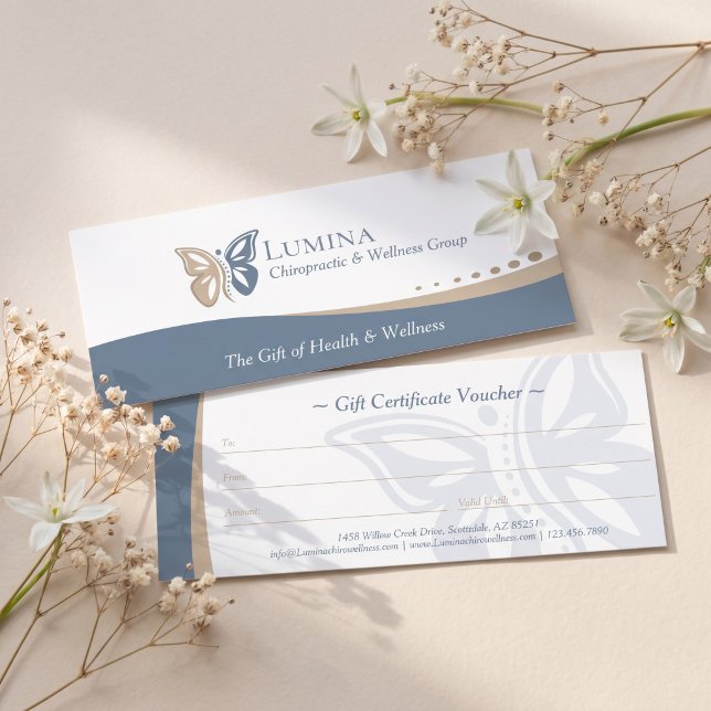 Certificat de bien-être chiropratique Butterfly Sp (Butterfly Spine Chiropractic Wellness Certificate
)