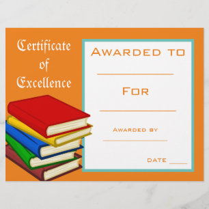 Certificat de bourse de lecture Fournitures d'ense