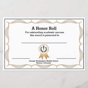 Certificat de bourse scolaire décorative