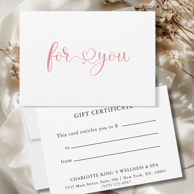CERTIFICAT DE CADEAU COMMERCIAL | (BUSINESS GIFT CERTIFICATE | for you, white.)