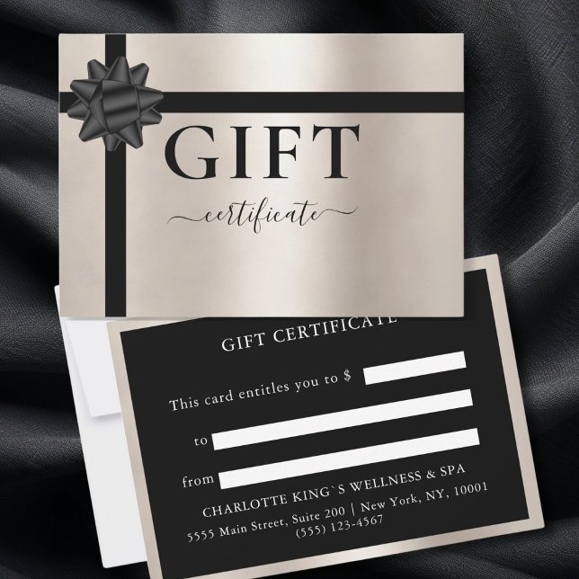 CERTIFICAT DE CADEAU D'AFFAIRES OR | Moderne | Fro (BUSINESS GIFT CERTIFICATE GOLD | Modern | Ribbon)