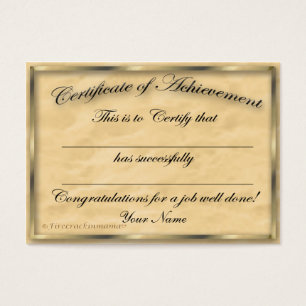 Certificat de carte potelée d'accomplissement