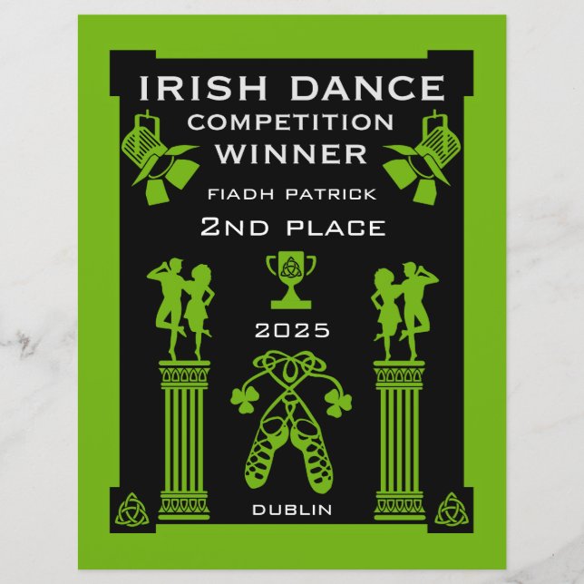 Certificat de concours de danse irlandaise (Devant)