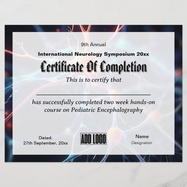 Certificat de conférence de neurologie et de neuro (Devant)