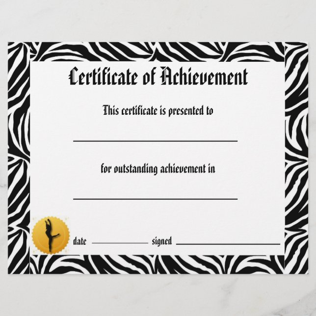 Certificat de Danse - Zebra Lyrical (Devant)