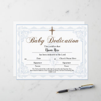 Certificat de dédicace pour bébé Blue Boy
