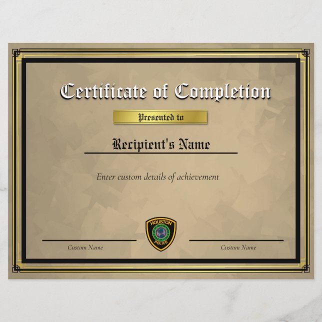 Certificat de drapeau personnalisé Thin Blue Line  (Devant)