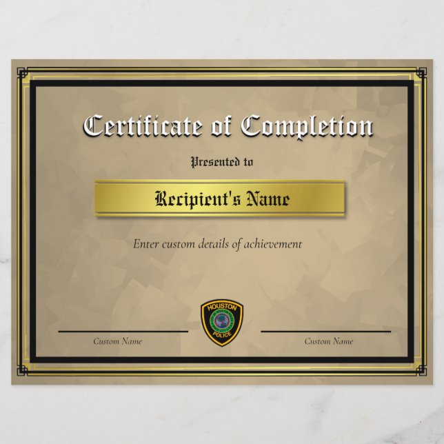Certificat de drapeau personnalisé Thin Blue Line (Devant)