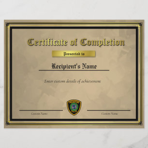 Certificat de drapeau personnalisé Thin Blue Line
