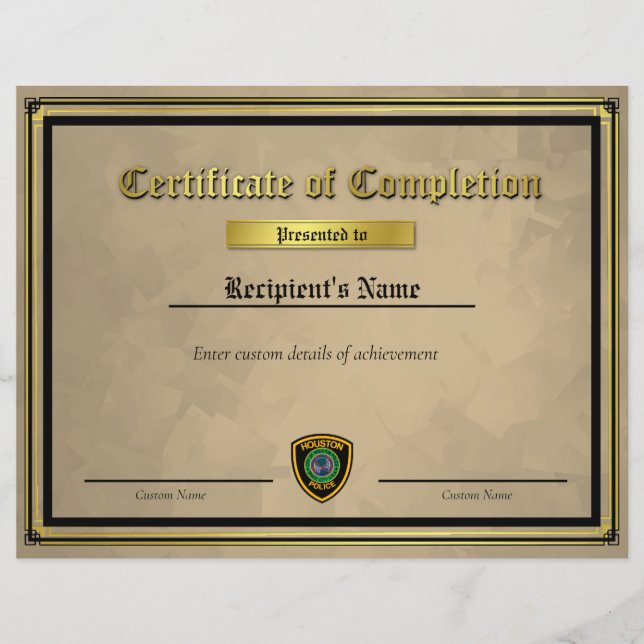 Certificat de drapeau personnalisé Thin Blue Line (Devant)