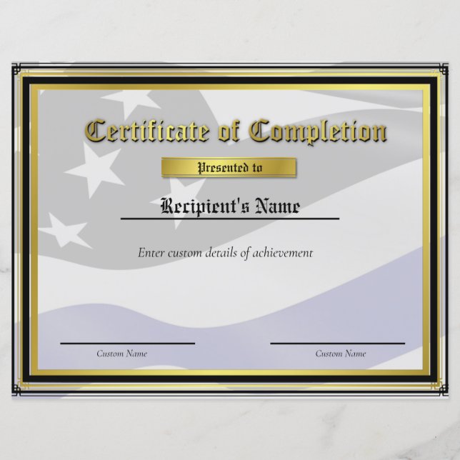 Certificat de drapeau personnalisé Thin Blue Line (Devant)