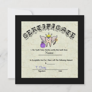 Certificat de Fée de dents Customisez-le!