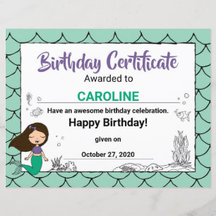 Certificat de fête de créature marine, Sirène blan