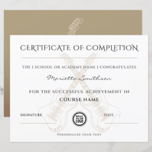 Certificat de fin chic de guitare électrique moder